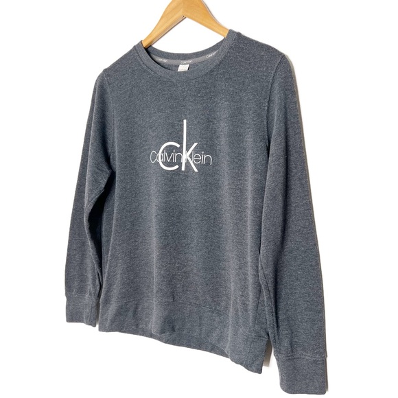 Calvin Klein Women's Charcoal Gray Crewneck Sweatshirt with CK Logo - Picture 5 of 16